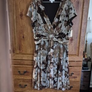 NWT Coldwater Creek Brown and Cream Dress 2X